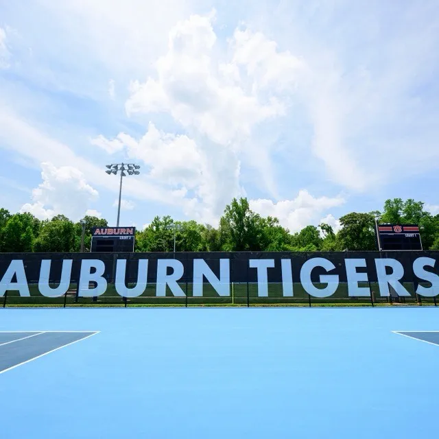 The Auburn Tigers sign on the Yarbrough courts